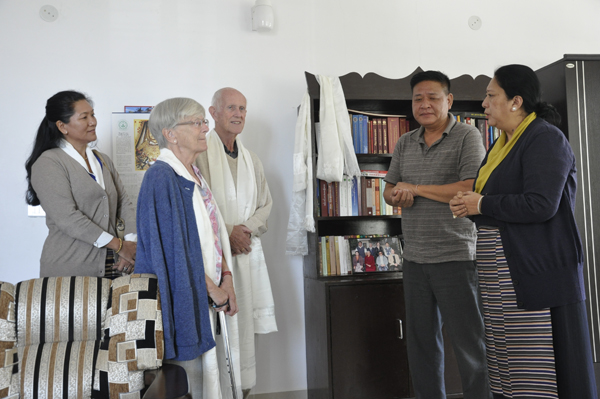 Speaker Penpa Tsering and Kalon Dolma Gyari meet Dutch donor Ida Van Gulik during her visit to the Central Tibetan Administration headquarters in Dharamsala, India, on 17 October 2014