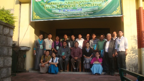 The participants of the two-day review meeting with Health Secretary Mr. Tsegyal Dranyi.
