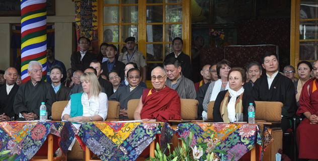 His Holiness the Dalai Lama with Nobel laureates Jody Williams and Shirin Ebadi on the occasion of 25th anniversary of the conferment of Nobel Peace prize on His Holiness the Dalai Lama, in Dharamshala on Oct 2, 2014