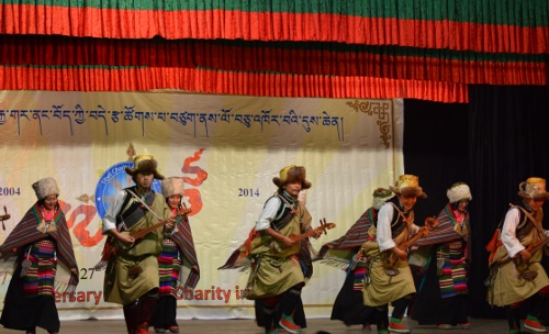 Artists from the Tibetan Institute of Performing Arts (TIPA) presenting a cultural dance for the dignitaries to mark the 10th anniversary of Tibet Charity.
