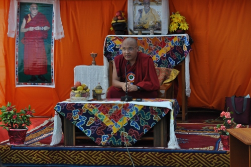 Karmapa Rinpoche addressing the ceremony on 22 October 2014.
