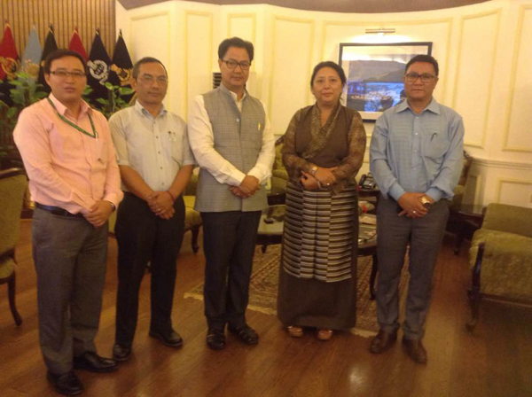 Kalon Dolma Gyari (2nd right) with Mr Kiren Rijiju, Minister of State, Home Ministry, government of India, during a meeting in New Delhi on 8 Oct 2014