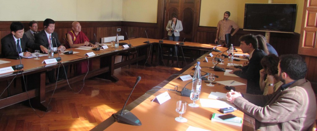 Sikyong Dr. Lobsang Sangay addressing the Catalonia Parliament Foreign Affairs Committee.