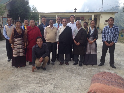 Education Kalon Mr Ngodup Tsering with staff of Tibetan school in north-east India.