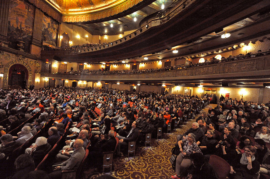 Some of the 3,000 people attending the second day of His Holiness the Dalai Lama's two day teaching at the Beacon Theater in New York, NY, USA on November 3, 2014. Photo/Sonam Zoksang