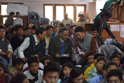 Chief guest Kalon Ngodup Tsering with the school principal at the celebration.