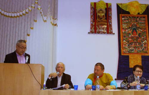 Dr. Nawang Rabgyal, Representative of His Holiness the Dalai Lama in Russia speaking during the conference.