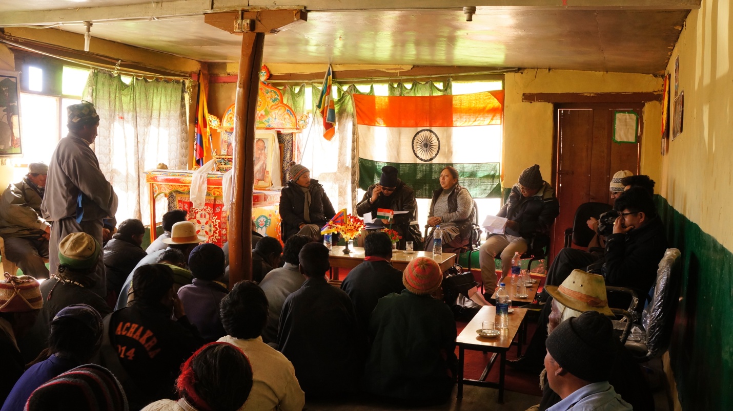 Home Kalon Dolma Gyari with Gowas (Jangthang Group leaders), members of Jangthang Local Tibetan Assembly and members of Tibetan Freedom Movement at Nyoma.