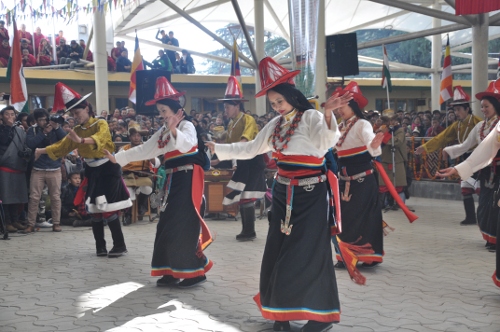 Artists from the Tibetan institute of performing arts at the celebration on 10 December.