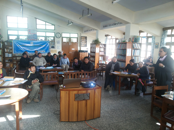 The cluster level workshop for school librarians being held at the Upper TCV school.