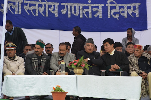 Sikyong Dr.Lobsang Sangay with Shri. G. S Bali, Technical Education, and Transport Minister of Himachal Pradesh at Lower Dharamshala on 26 January 2015.