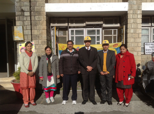 Helath Kalon Tsering Wangchuk and Mr. Sonam Dorje, Tibetan settlement officer with the doctors and nurses of Zonal Hospital, Dharamshala.