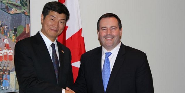 Sikyong Dr. Lobsang Sangay, the democratically elected political leader of the Tibetan people with Honorable Mr. Jason Kenney, Canadian minister of employment and social development and minister of multi-culturism, during their meeting on 26 February 2013.