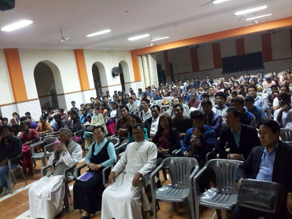 DIIR Kalon Ms. Dicki Chhoyang at the St. Joseph's evening college in Bangalore.