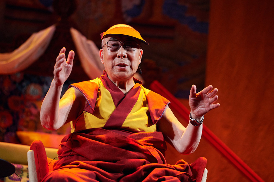 His Holiness the Dalai Lama speaking on 'Strength Through Compassion and Connection' at the Bella Conference Center in Copenhagen, Denmark on February 11, 2015. Photo/Olivier Adam