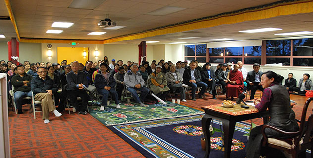 DIIR Kalon Ms. Dicki Chhoyang speaking to Bay Area Tibetans in San Francisco.