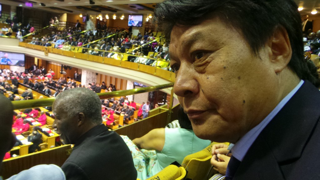 DIIR Secretary Tashi Phuntsok at the VIP gallery during the inaugural ceremony of the Parliament. Former South Africa President Thabo Mbeki is seen at the front.