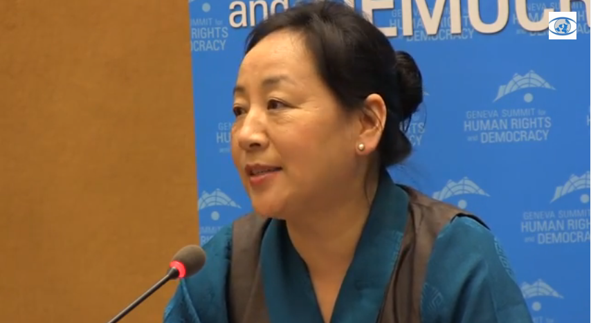 DIIR Kalon Dicki Chhoyang speaking at the opening session of the 7th Geneva Summit.