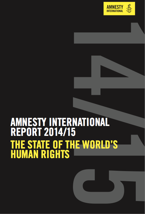 The cover of Amnesty International's annual report 2015.