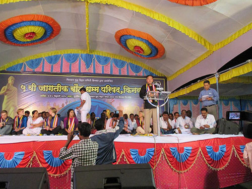 Mr. Penpa Tsering, Speaker of the Tibetan Parliament-in-Exile, speaking at the Indian Budhists Convention in Maharashtra.