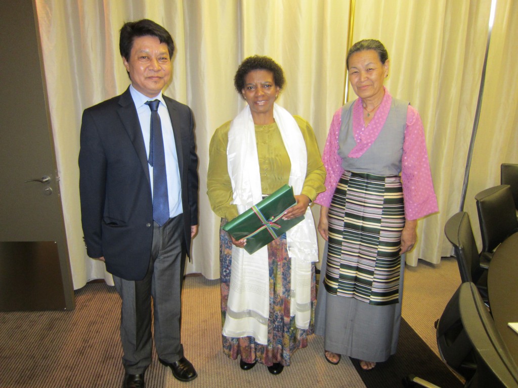 DIIR Secretary Tashi Phuntsok and OTSA Representative Nangsa Choedon with Ms. Deputy Foreign Minister of South Africa.