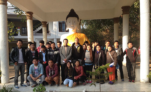 Kalon Tsering Wangchuk with Tibetan college students of Chandigarh.
