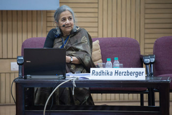 Dr Radhika Herzberger speaking during the international conference on Science, Ethics and Education at the University of Delhi in Delhi, India on March 24, 2015. Photo/Tenzin Choejor/OHHDL