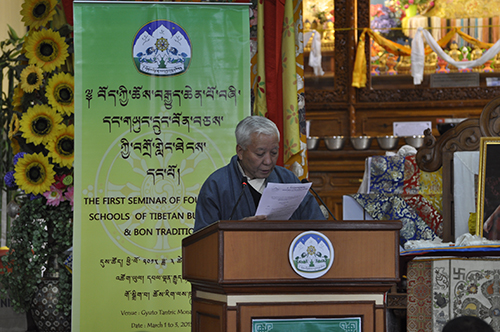 Religion and Culture Secretary Dhondup Dorjee addressing the seminar