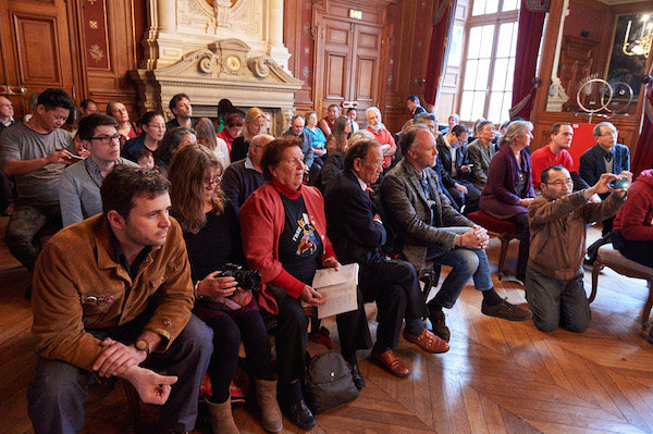 Representatives of Tibet Support Groups in France listening to Sikyong Dr. Lobsang Sangay's talk in Paris.