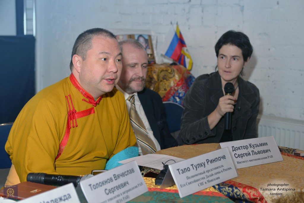 Telo Tulku Rinpoche, the honorary representative of H.H. the Dalai Lama in Russia and Mongolia; Dr. Sergey L. Kuzmin, from the Institute of Oriental Studies of the Russian Academy of Sciences, author of the book 'Hidden Tibet: History of Independence and Occupation'