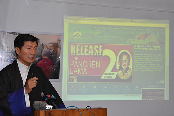 Sikyong Dr. Lobsang Sangay speaking at the launch of the new version of Tibet.net, the official website of the Central Tibetan Administration.