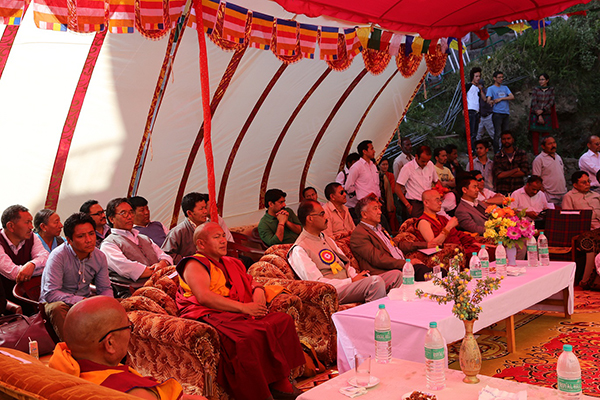 Dignitaries present at the Buddha Purnima celebration at Jonag Takten monastery in Shimla.