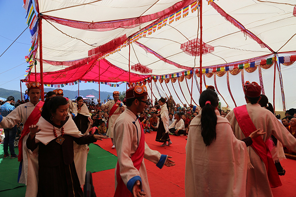 Students from Lahual Spiti region of Himachal Pradesh presenting a cultural performance at the occasion.