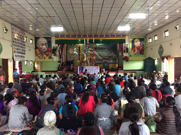 Tibetans praying at the prayer service for quake victims in Tashi Phalkiel settlement.