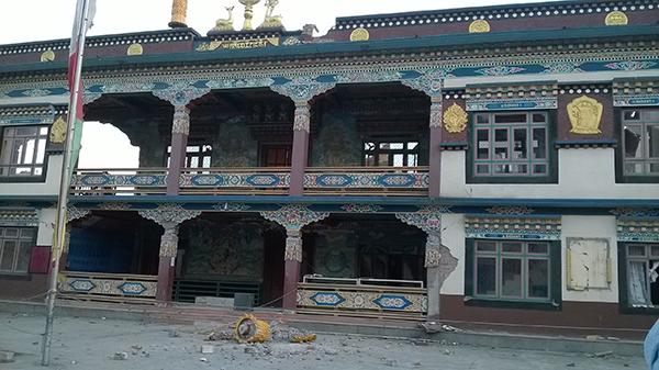 A monastery ruined by the earthquake that rocked Nepal on 25 April 2015.