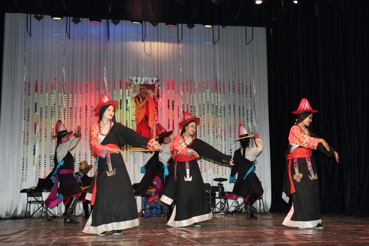 Artistes from Tibetan Institute of Performing Arts (TIPA) performing at tte gala event to celebrate His Holiness the Dalai Lam's 80th birth anniversary.