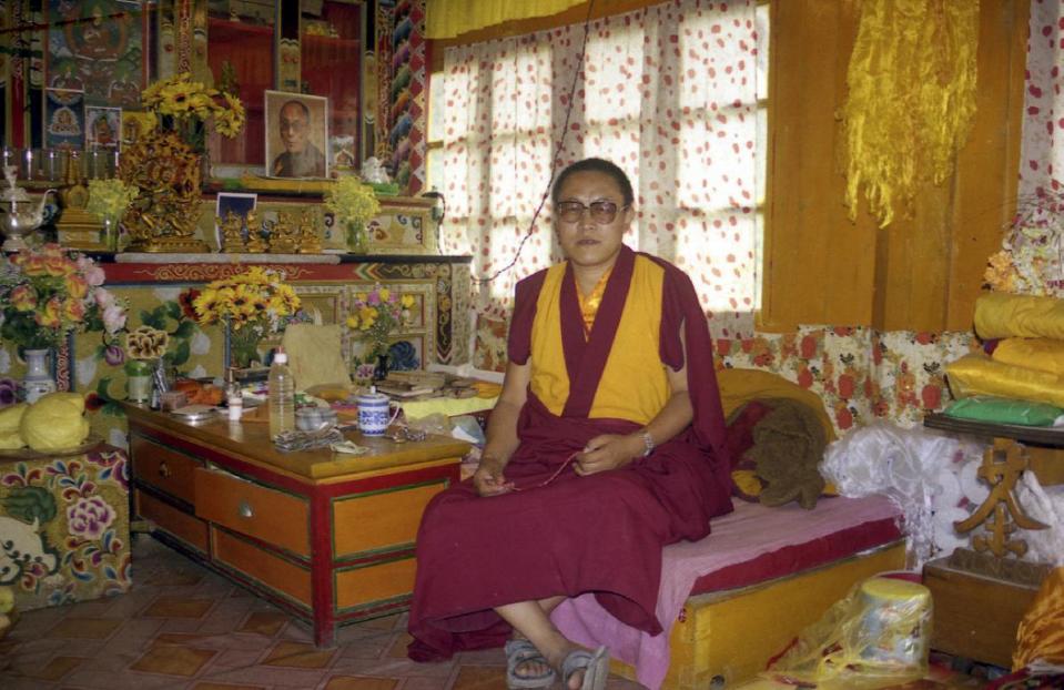 This photo taken in June 1999 and released by Tsering Woeser on July 13, 2015, shows Tenzin Delek Rinpoche in his home in Nyagqu County. (Tsering Woeser via AP)