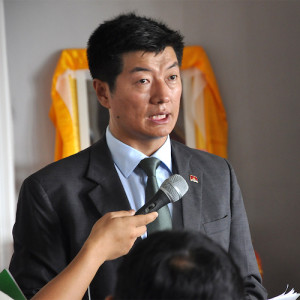 Sikyong Dr. Lobsang Sangay delivering the condolence remarks for Sadhutsang Kasur Rinchen Dhondup, 16 July 2015.