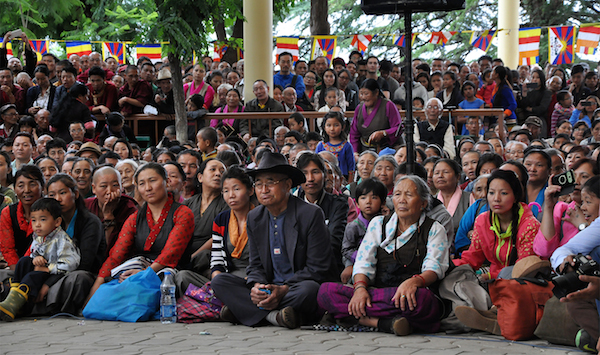 Tibetan public who have come to join the 80th birthday cvelebration of His Holiness the Dalai Lama at Tsuglakhang, 6 July 2015.