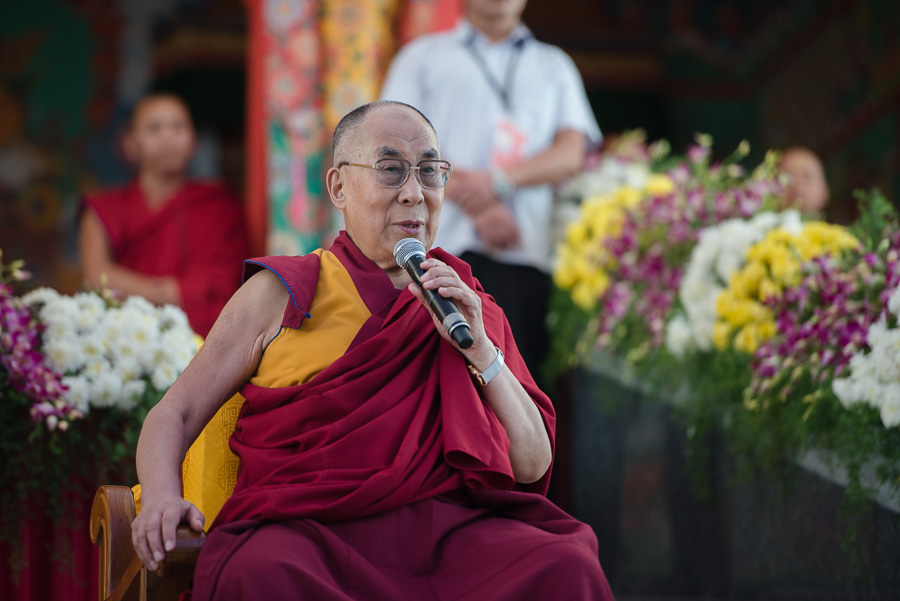 His Holiness the Dalai Lama at Tashi Lhunpo monastery in Bylakuppe, Karnataka state.
