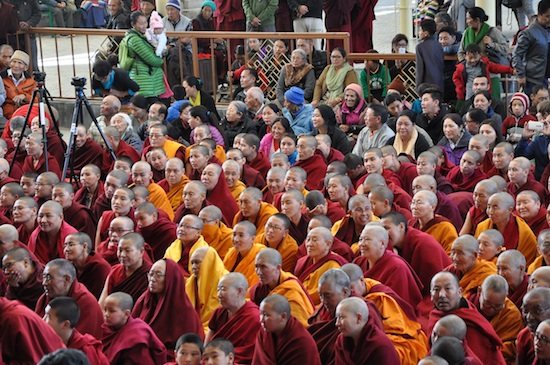 Devotees listening to Jhado Rinpoche at Tsuglakhang, 22 February 2016.
