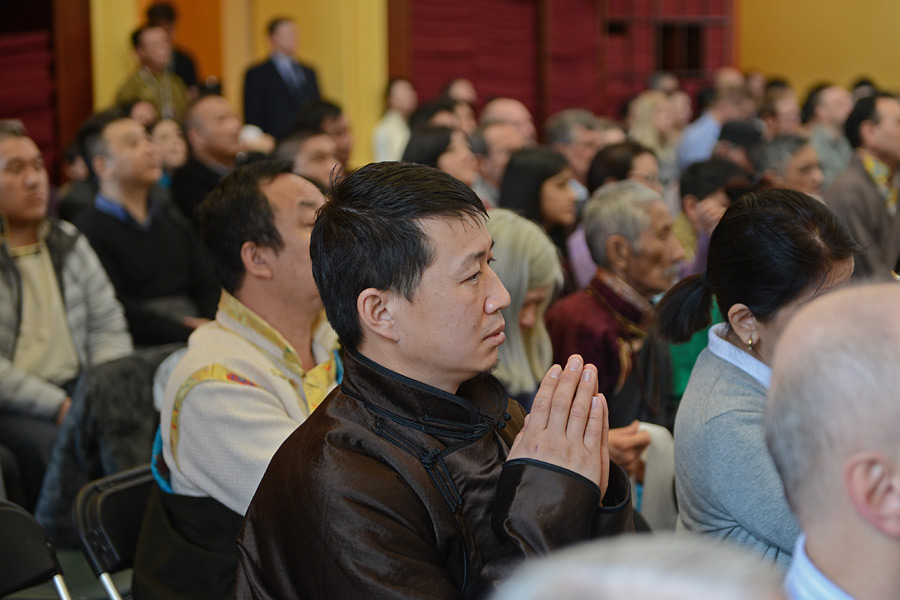 Members of the audience listening to His Holiness the Dalai Lama speaking at Deer Park Buddhist Center in Madison, WI, USA on March 6, 2016. Photo/Sherab Lhatsang
