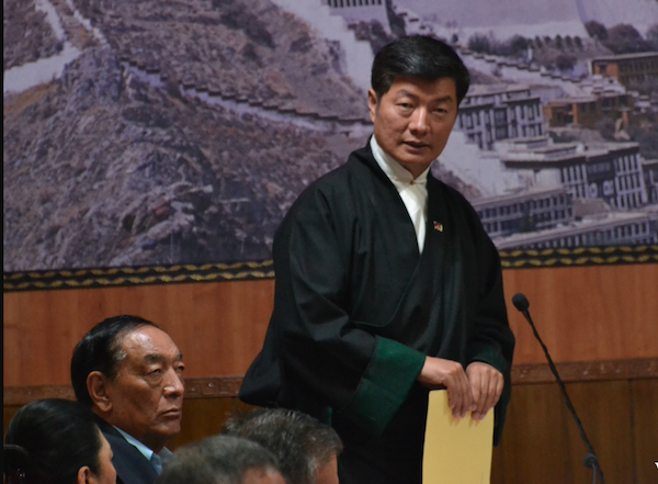 Sikyong Dr Lobsang Sangay speaking on the floor of the Tibetan Parliament-in-Exile, 29 March 2016