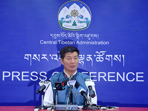 Sikyong Dr Lobsang Sangay during the press conference.