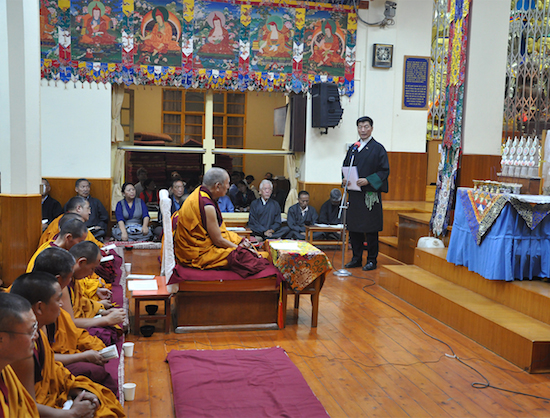 Sikyong Dr Lobsang Sangay expressing the Kashag's condolences at the prayer service, 20 May 2016.