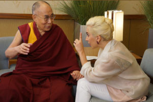 Lady Gaga interviewing His Holiness the Dalai Lama for her Facebook live broadcast before joining the US Mayors Conference in Indianapolis, IN, USA on June 26, 2016. Photo/Jeremy Russell/OHHDL