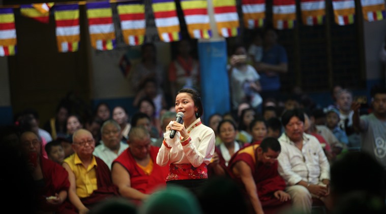 Tibetans at the 81st birthday celebrations in the tibetan settlement in New Delhi on wednesday. Express Photo by Tashi Tobgyal New Delhi