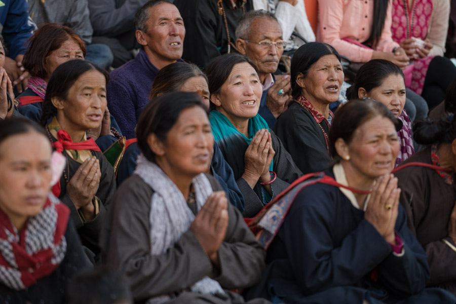 Members of the audience listening to His Holiness the Dalai Lama speaking at Ngagyur Dragthok Monastery in Ladakh, J&K, India on August 5, 2016. Photo/Tenzin Choejor/OHHDL