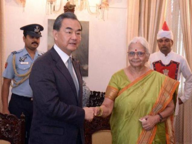 Chinese Foreign Affairs Minister Wang Yi meeting Goa Governor Mridula Sinha at Raj Bhavan in Donapaula, Goa on Friday. A Xinhua write-up that appeared on Friday underscored that India should not consider that its entry into the NSG is “tightly closed,” indicating a softening of Beijing's stand on the entry of India into the elite club.