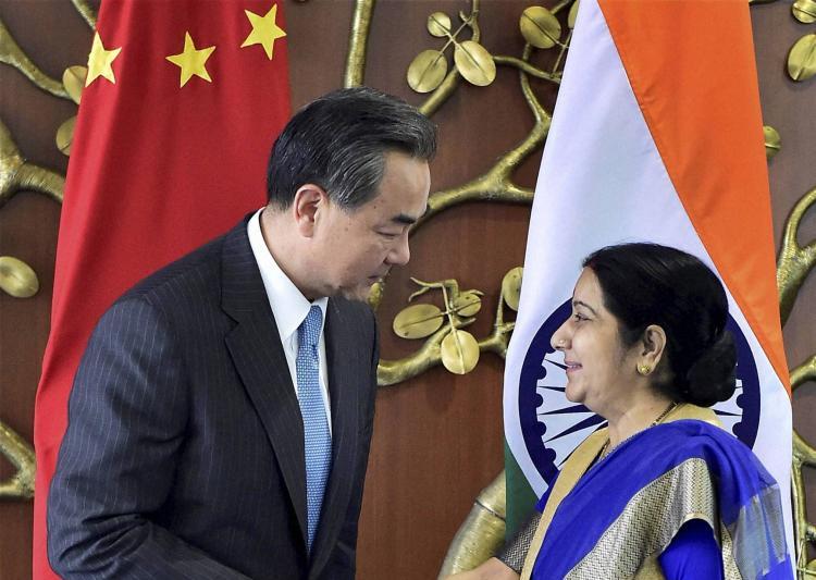 Sushma Swaraj and Wang Yi. Credit: PTI